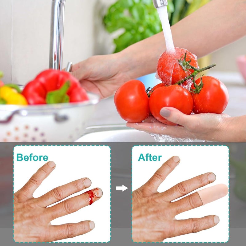 SmallCat 14PCS Silicone Finger Protectors, Gel Finger Support Cots, Short Fingertips Protection, Finger Sleeves, Short Thumb Guard for Finger Arthritis Cracking Pain Relief- Skin Color - Image 5